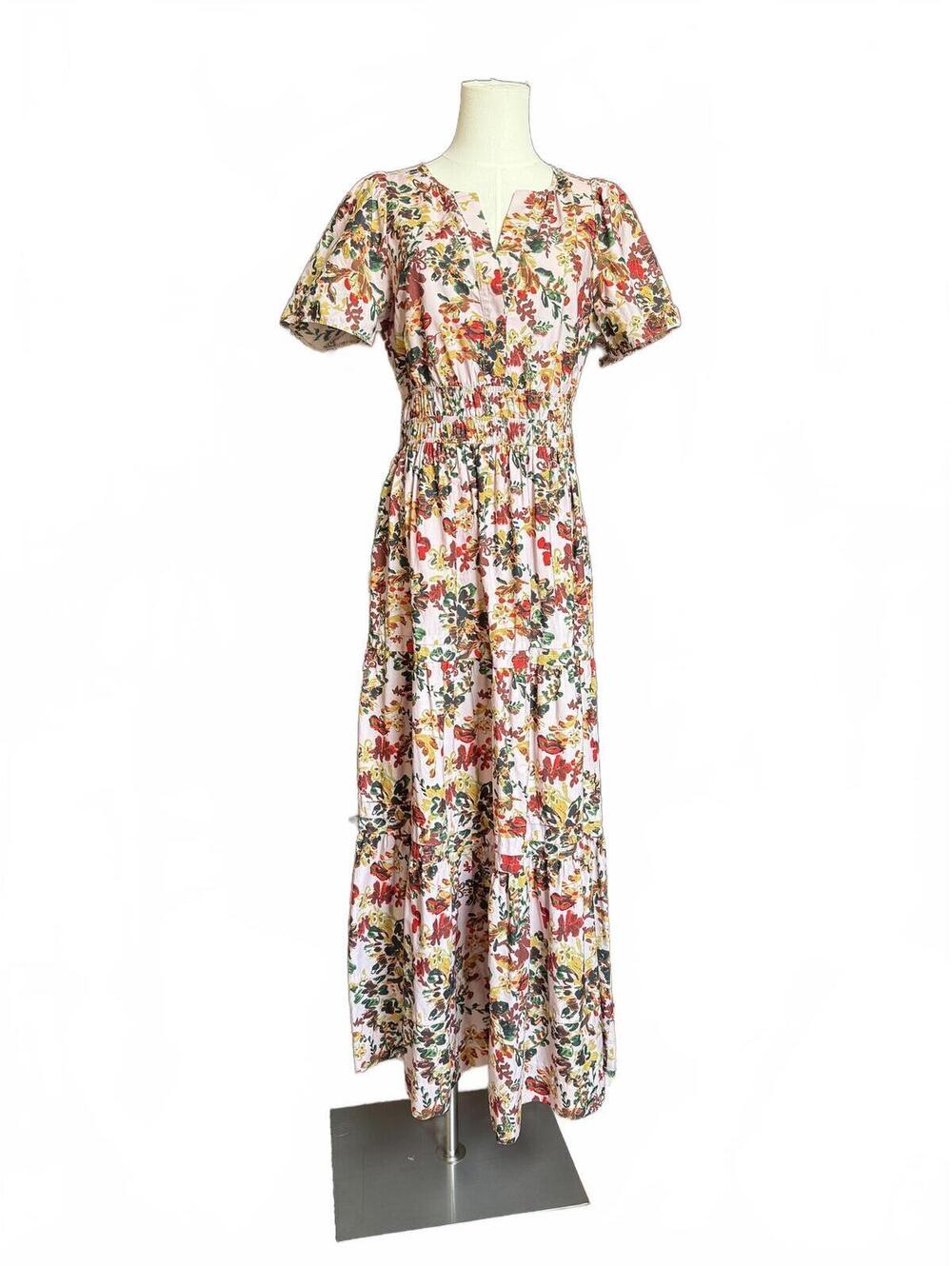 Maeve by Anthropologie Tiered Floral Midi Dress